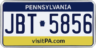 PA license plate JBT5856