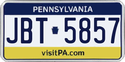 PA license plate JBT5857