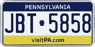 PA license plate JBT5858