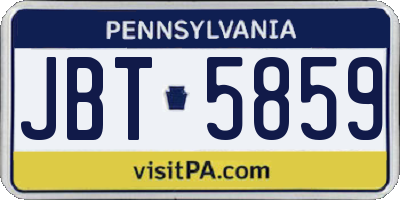 PA license plate JBT5859