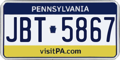 PA license plate JBT5867