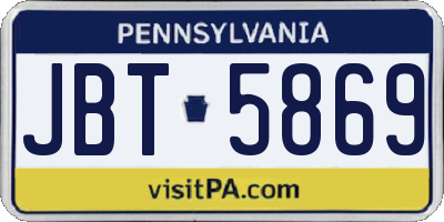 PA license plate JBT5869