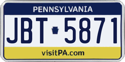 PA license plate JBT5871