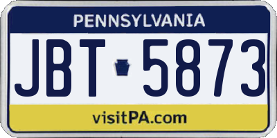 PA license plate JBT5873