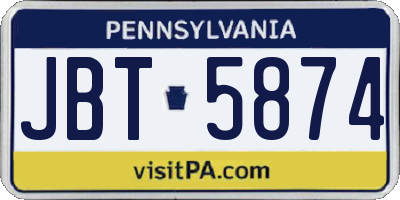PA license plate JBT5874