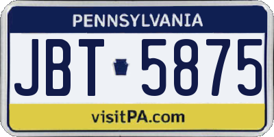 PA license plate JBT5875