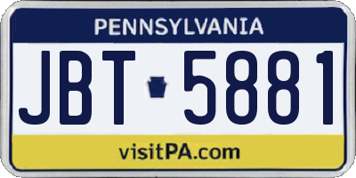 PA license plate JBT5881
