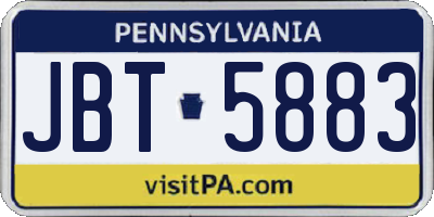 PA license plate JBT5883