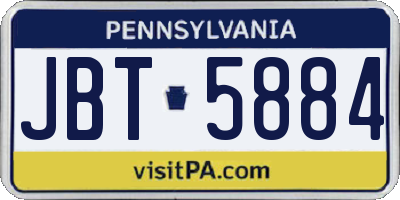 PA license plate JBT5884