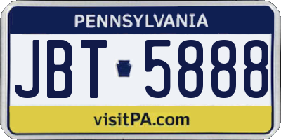 PA license plate JBT5888