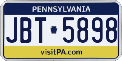 PA license plate JBT5898