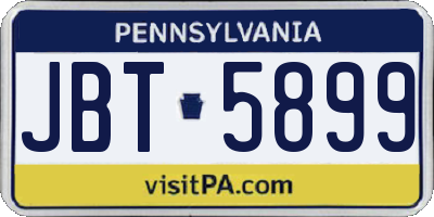 PA license plate JBT5899