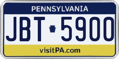 PA license plate JBT5900