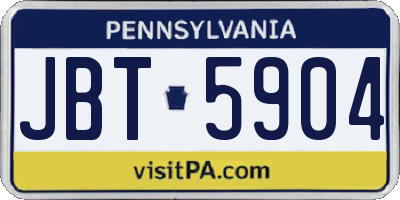 PA license plate JBT5904