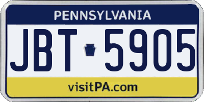 PA license plate JBT5905
