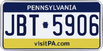 PA license plate JBT5906