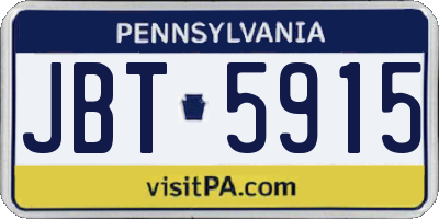 PA license plate JBT5915