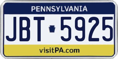 PA license plate JBT5925
