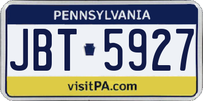 PA license plate JBT5927