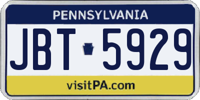 PA license plate JBT5929