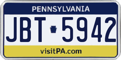 PA license plate JBT5942