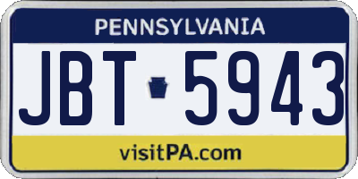 PA license plate JBT5943