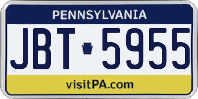 PA license plate JBT5955