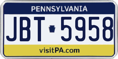 PA license plate JBT5958