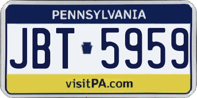PA license plate JBT5959