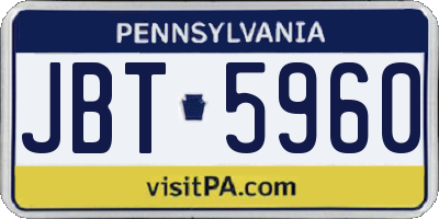 PA license plate JBT5960
