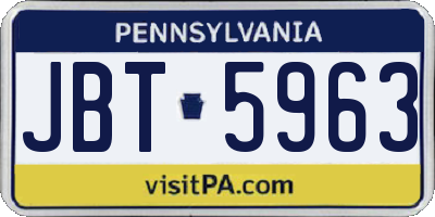 PA license plate JBT5963
