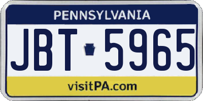 PA license plate JBT5965