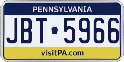 PA license plate JBT5966