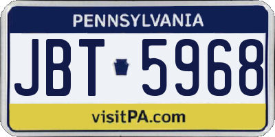 PA license plate JBT5968