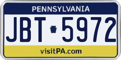 PA license plate JBT5972