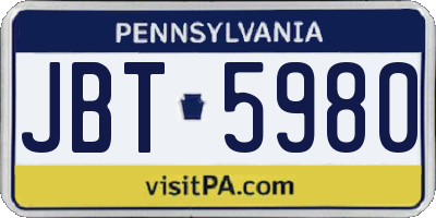 PA license plate JBT5980