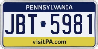 PA license plate JBT5981