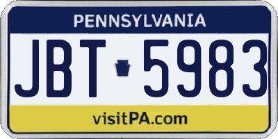 PA license plate JBT5983