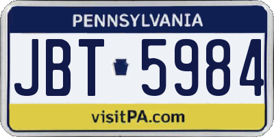 PA license plate JBT5984