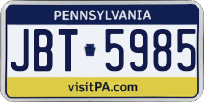 PA license plate JBT5985