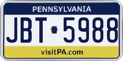 PA license plate JBT5988