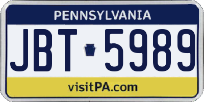 PA license plate JBT5989
