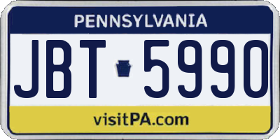 PA license plate JBT5990
