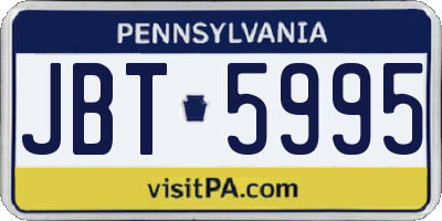 PA license plate JBT5995