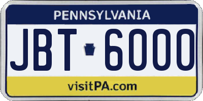 PA license plate JBT6000