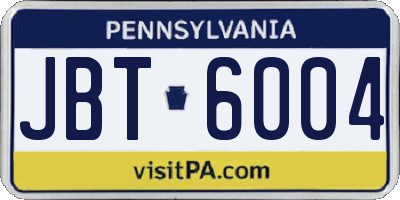 PA license plate JBT6004