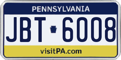 PA license plate JBT6008