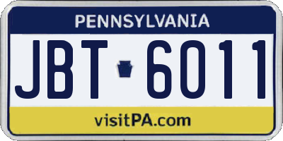 PA license plate JBT6011