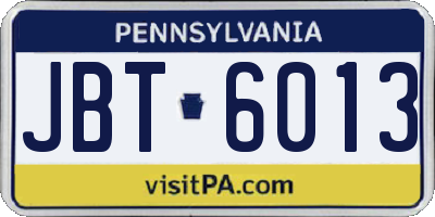 PA license plate JBT6013