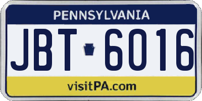 PA license plate JBT6016